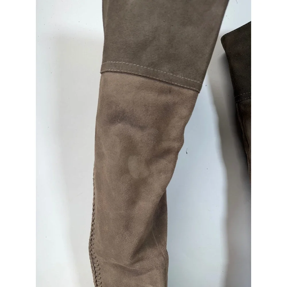 Vince Camuto Suede Over the Knee Boots Braided Detail‎ Size 6 Taupe Brown
